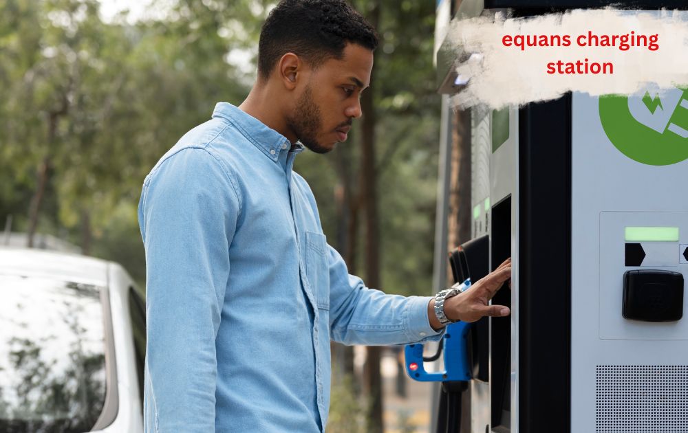 Equans charging station with EV plugged in for fast charging