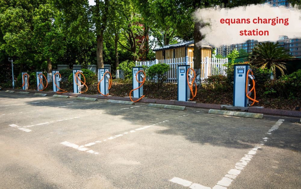 Equans charging station with EV plugged in for fast charging