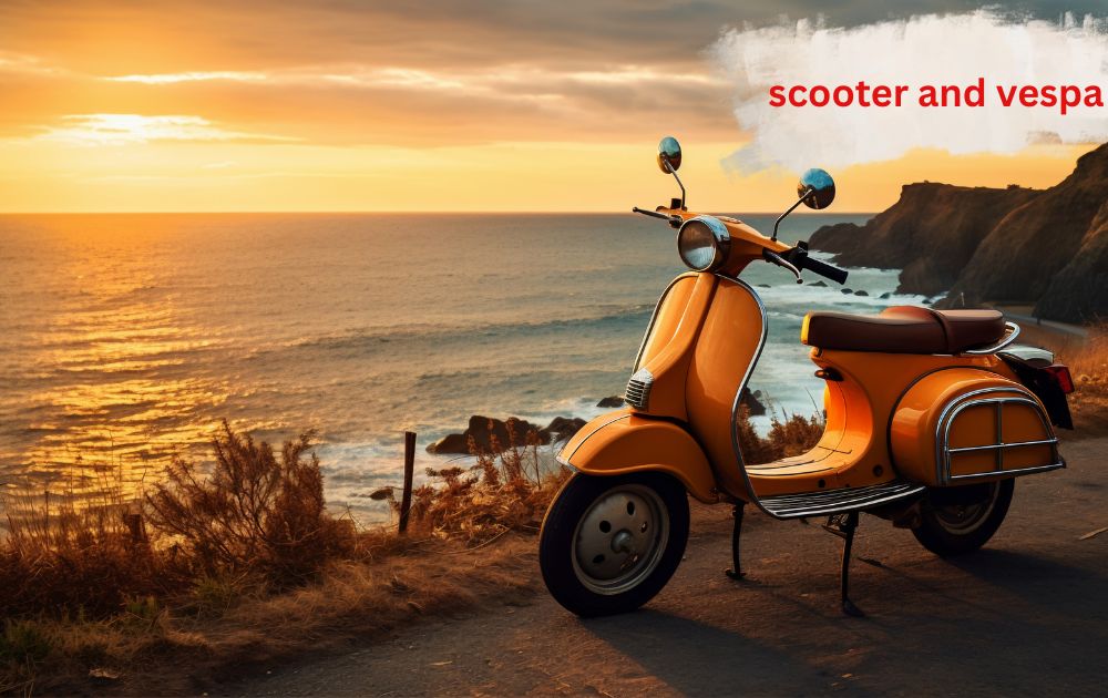 Scooter and Vespa models lined up showing classic Italian design and style