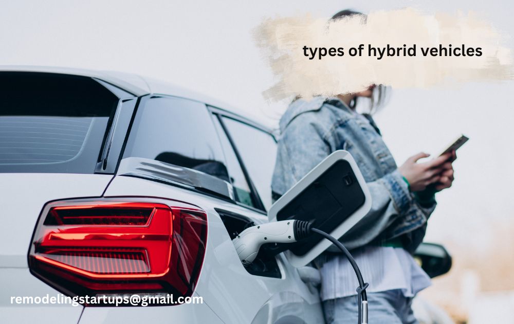 Types of hybrid vehicles shown through a modern hybrid car on the road