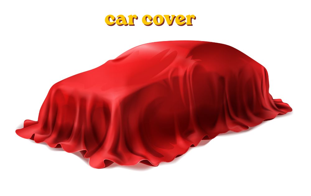Car cover fitted over a parked vehicle for weather protection