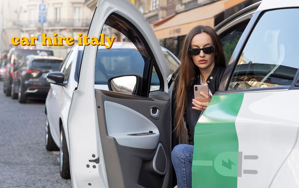 Car hire Italy rental cars parked outside an airport terminal