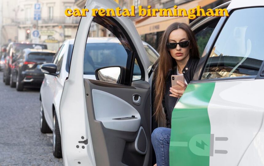 car rental birmingham vehicle parked near Birmingham city skyline