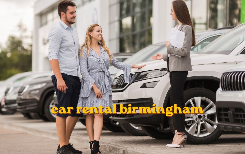 car rental birmingham vehicle parked near Birmingham city skyline