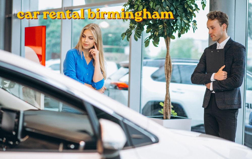 car rental birmingham vehicle parked near Birmingham city skyline
