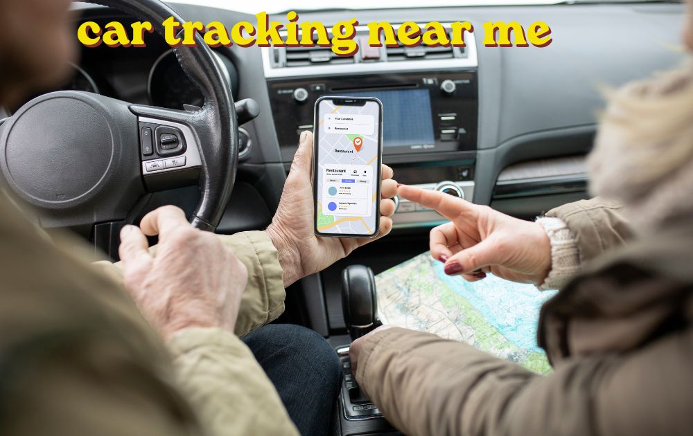 Mechanic checking car tracking near me wheel alignment on a vehicle in a garage