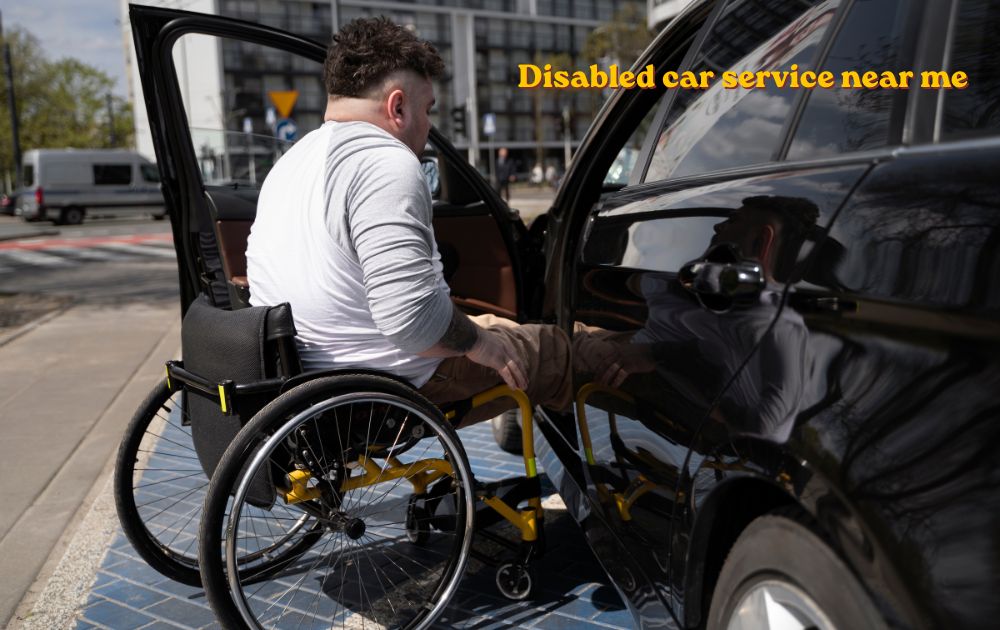 Wheelchair accessible taxi providing disabled car service near me for a passenger