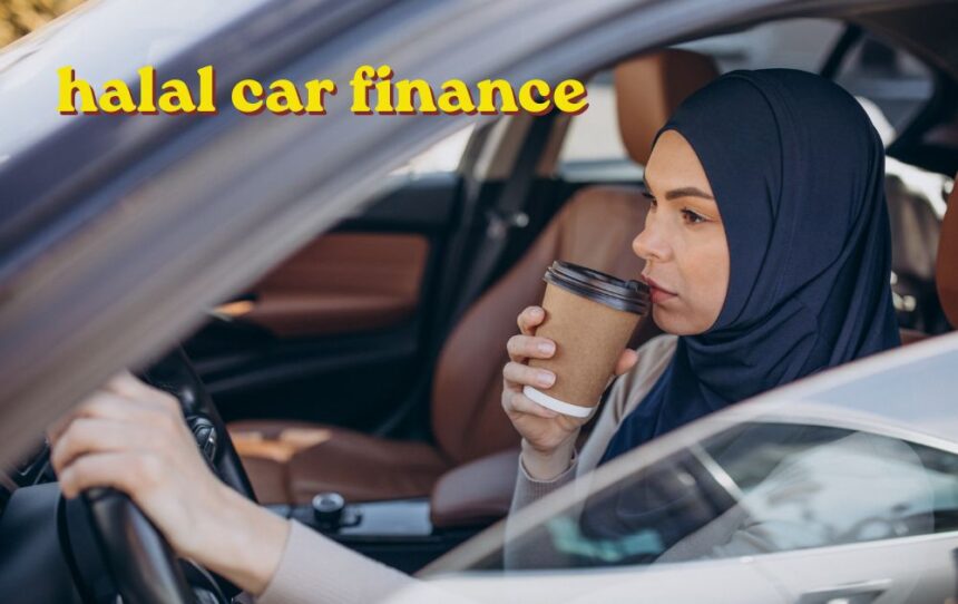 Muslim family reviewing halal car finance paperwork with a car dealer in a UK showroom
