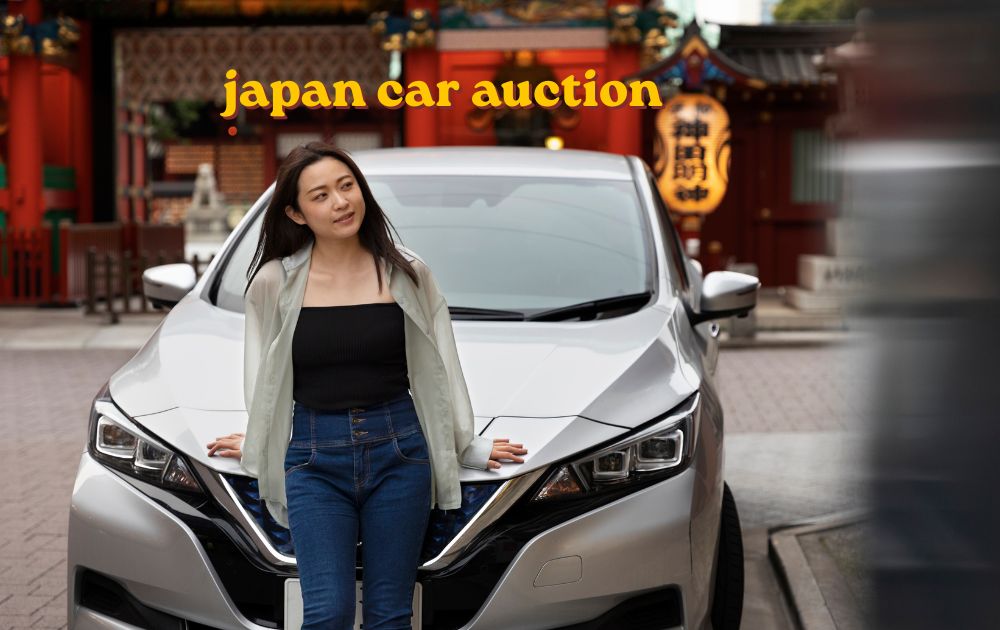 Japan car auction lot with rows of used cars ready for bidding