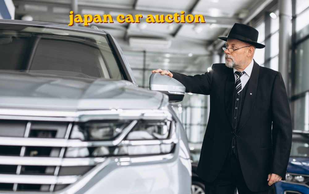 Japan car auction lot with rows of used cars ready for bidding