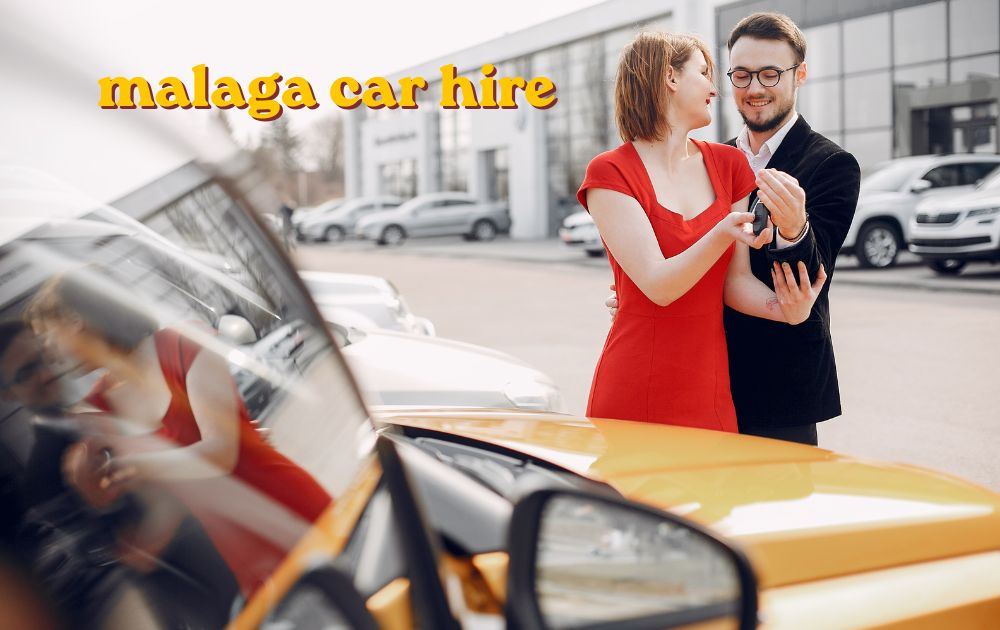 malaga car hire rental car parked near Malaga airport terminal