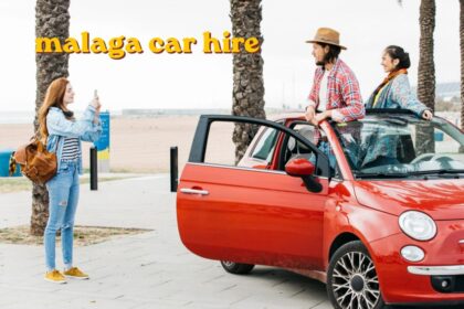 malaga car hire rental car parked near Malaga airport terminal