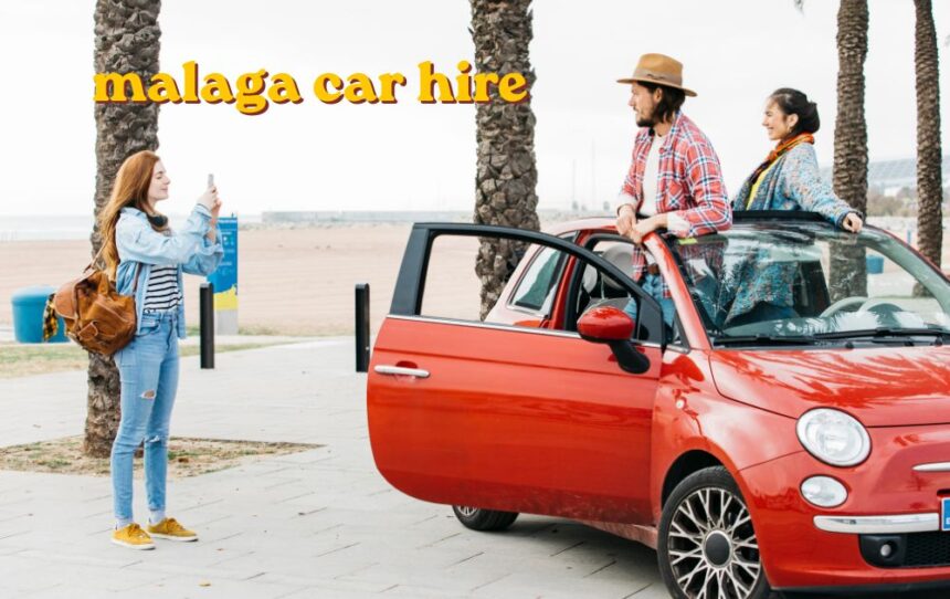 malaga car hire rental car parked near Malaga airport terminal