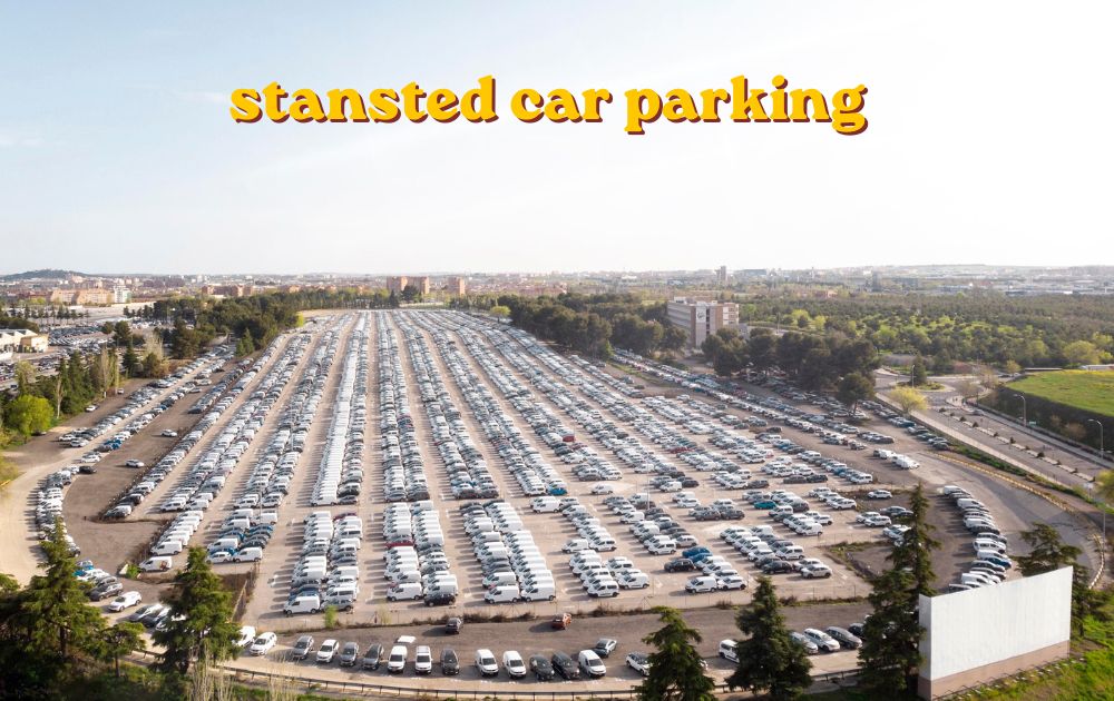 stansted car parking area with cars parked near the airport terminal
