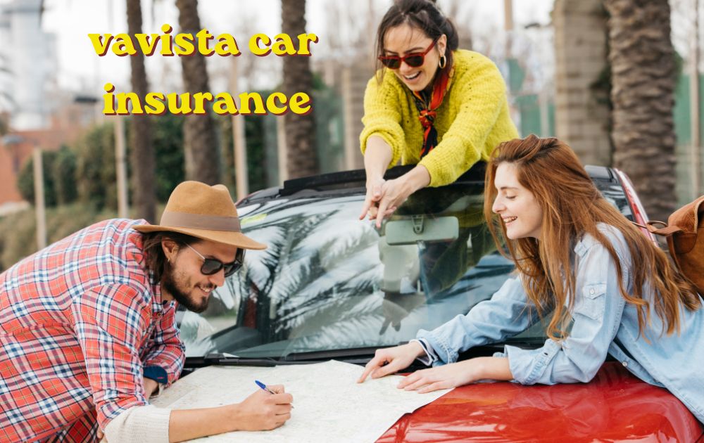 Vavista car insurance policy document with car keys and tree planting certificate on desk
