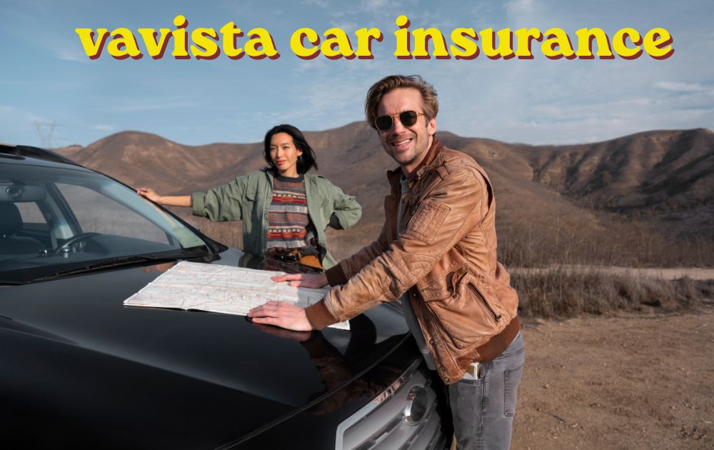 Vavista car insurance policy document with car keys and tree planting certificate on desk