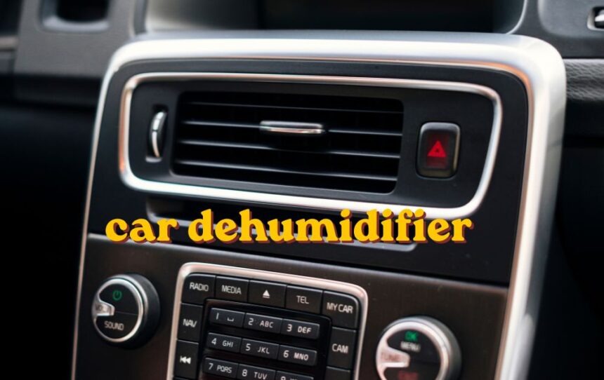 car dehumidifier bag on dashboard next to foggy windscreen
