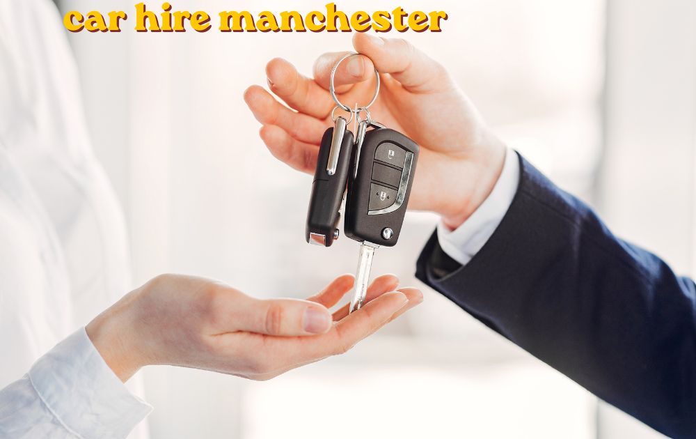 Car hire manchester rental vehicle parked near city centre street