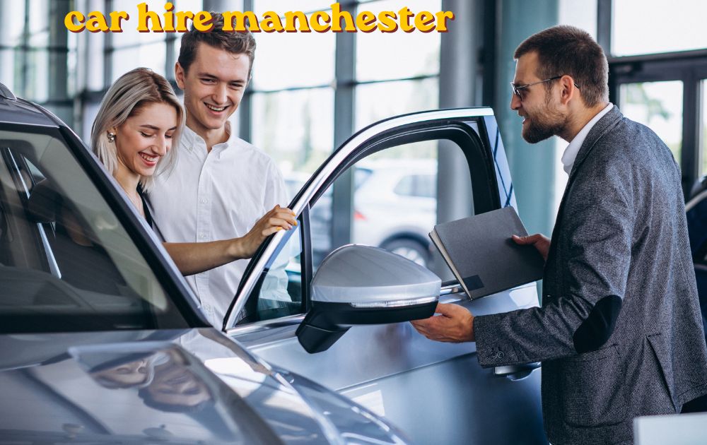 Car hire manchester rental vehicle parked near city centre street