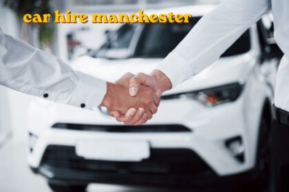 Car hire manchester rental vehicle parked near city centre street