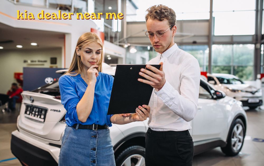 Kia dealer near me showroom with new Kia SUVs and sedans on display