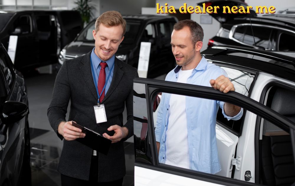 Kia dealer near me showroom with new Kia SUVs and sedans on display