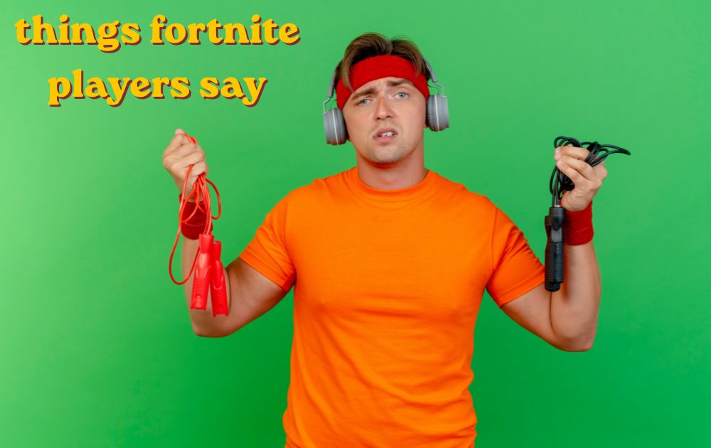Fortnite squad building and fighting while teammates call out common Fortnite slang terms