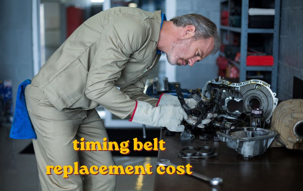 Mechanic replacing a timing belt to explain timing belt replacement cost