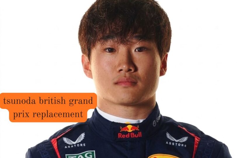 Yuki Tsunoda in Red Bull race suit standing on the grid before the British Grand Prix