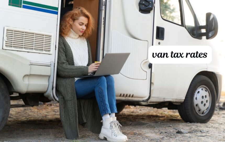 van tax rates guide showing a commercial van and road tax document